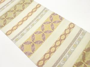 横縞に鳥襷・蜀江文模様織出し全通袋帯